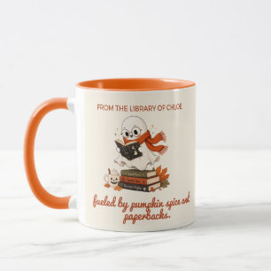 Cute Reading Ghost Custom Two-Tone Halloween Mug