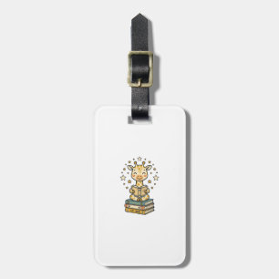Cute Reading Giraffe Book Lover Vintage Shirt Desi Luggage Tag