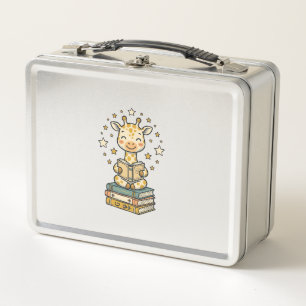 Cute Reading Giraffe Book Lover Vintage Shirt Desi Metal Lunch Box
