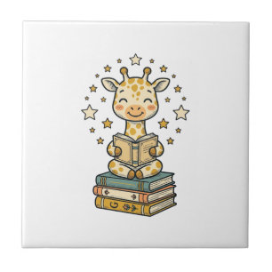 Cute Reading Giraffe Book Lover Vintage Shirt Desi Tile