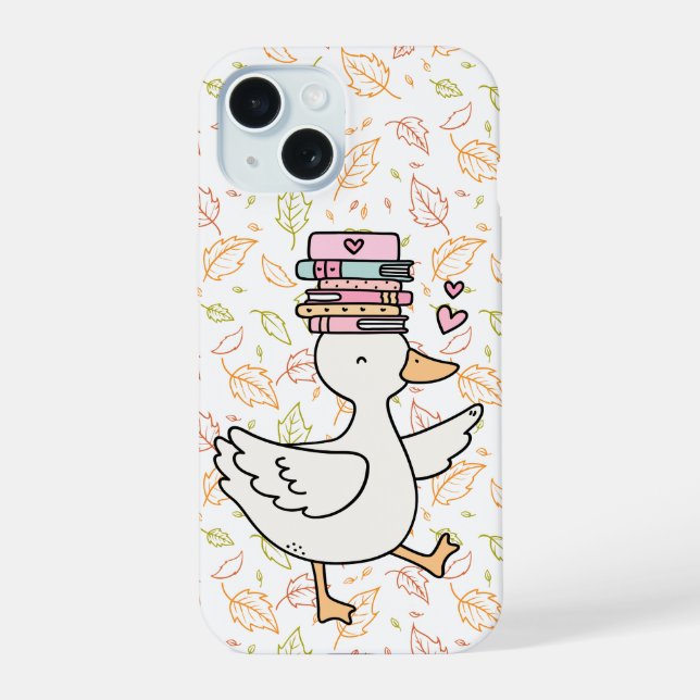 Cute Reading Goose Phone Case Soft Mood Book Lover (Back)