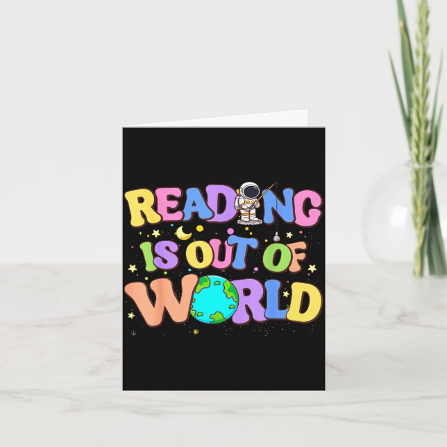 Cute reading is out of this world space books card (Front)