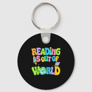 Cute reading is out of this world space books key ring
