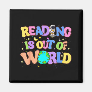 Cute reading is out of this world space books magnet