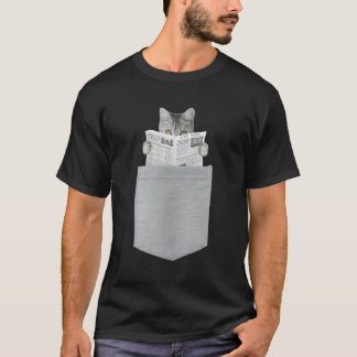 Cute Reading Kitten Cat In Your Pocket T-Shirt