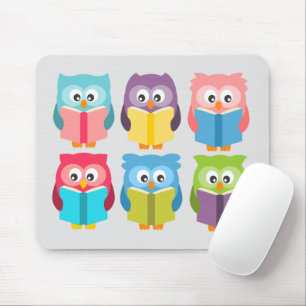 Cute reading owls mouse mat