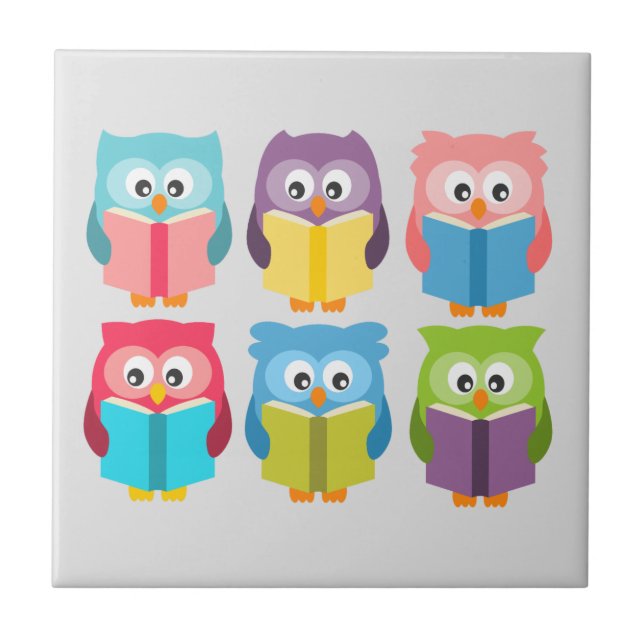 Cute reading owls tile (Front)