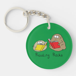Cute Reading Rocks Librarian Book Lovers Key Ring
