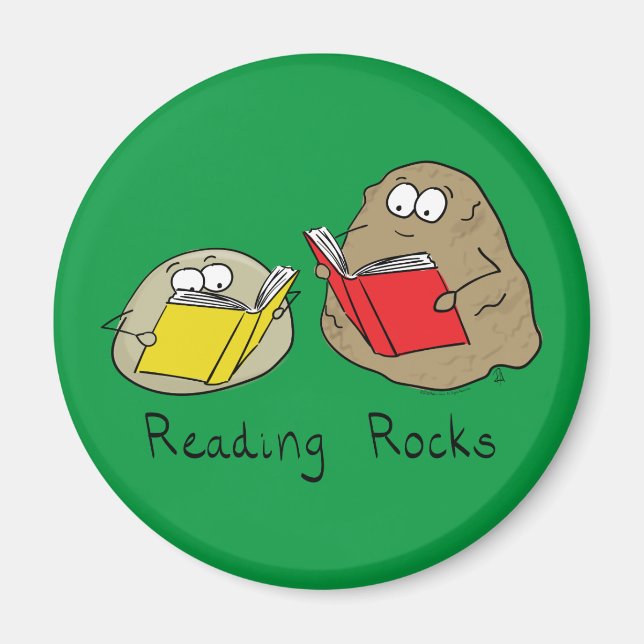 Cute Reading Rocks Librarian Book Lovers Magnet (Front)