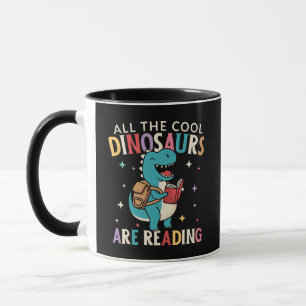 Cute Reading T-Rex Mug All The Cool Dinosaurs Art