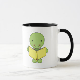 cute reading turtle mug