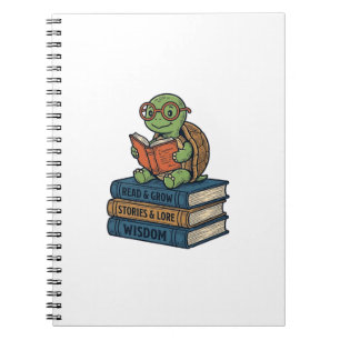 Cute Reading Turtle on Books Vintage Vector_1