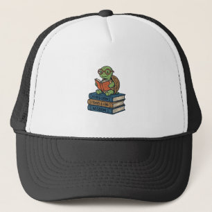 Cute Reading Turtle on Books Vintage Vector_1 Trucker Hat
