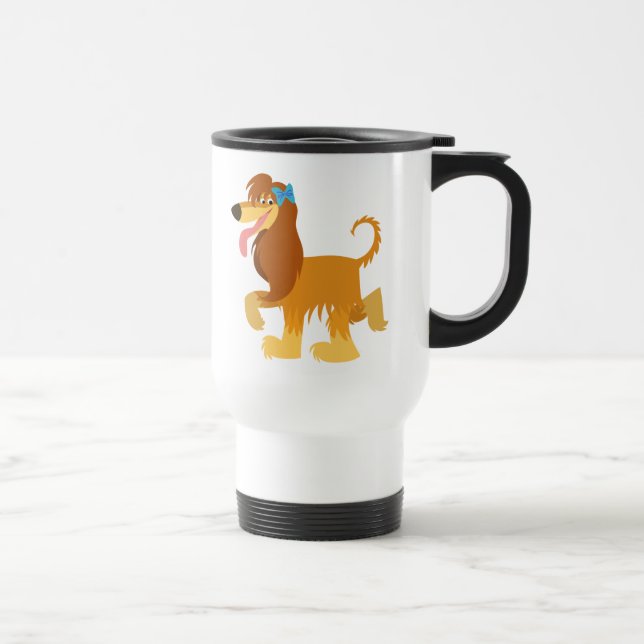 Cute Ready Cartoon Afghan Hound Commuter Mug (Right)
