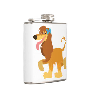Cute Ready Cartoon Afghan Hound Hip Flask