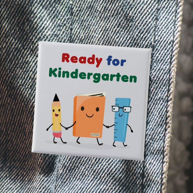 Cute Ready for Kindergarten School Book  15 Cm Square Badge (Creator Uploaded)