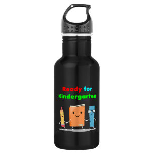 Cute Ready for Kindergarten School Book Dark Colou 532 Ml Water Bottle