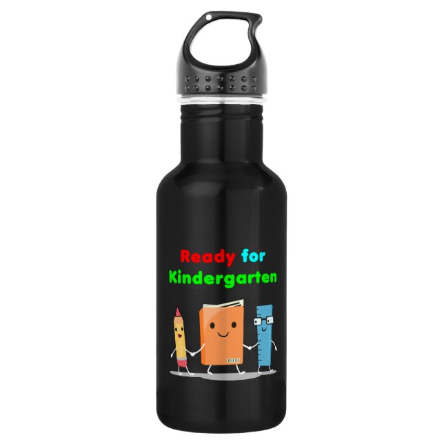 Cute Ready for Kindergarten School Book Dark Colou 532 Ml Water Bottle (Front)