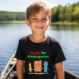 Cute Ready for Kindergarten School Book Dark Colou T-Shirt