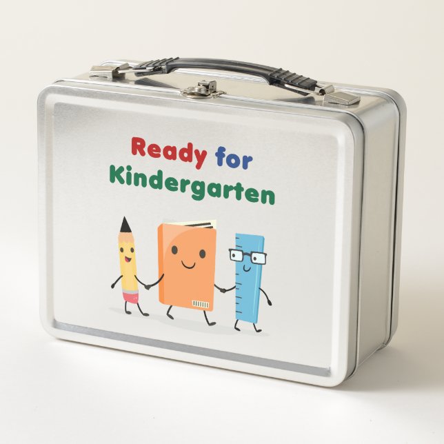Cute Ready for Kindergarten School Book  Metal Lunch Box (Front)