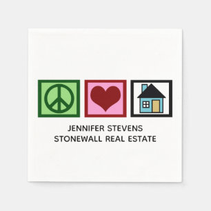 Cute Real Estate Custom Peace Love Open House Napkin