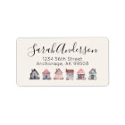 Cute Real Estate Watercolor Houses Return Address