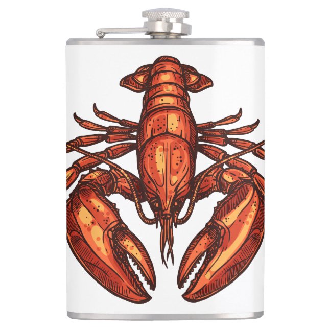 Cute Realistic Lobster Nautical beach flask (Front)