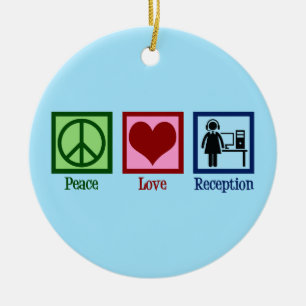 Cute Receptionist Peace Love Reception Ceramic Tree Decoration