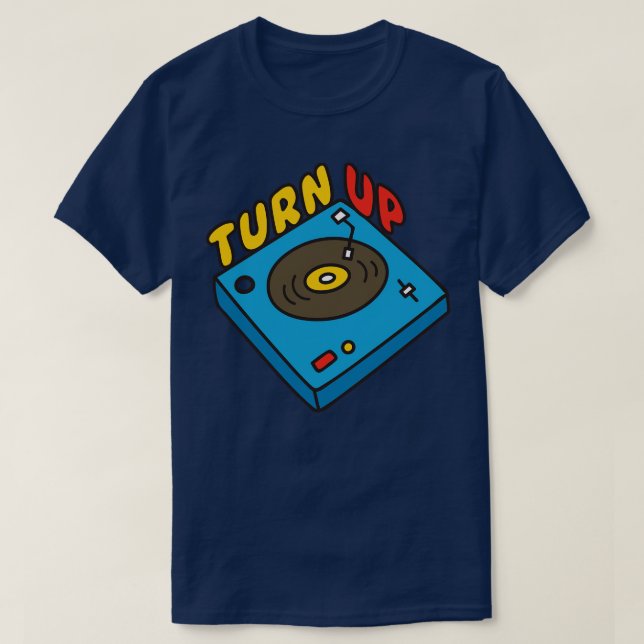 Cute Record Turntable Doodle T-Shirt (Design Front)