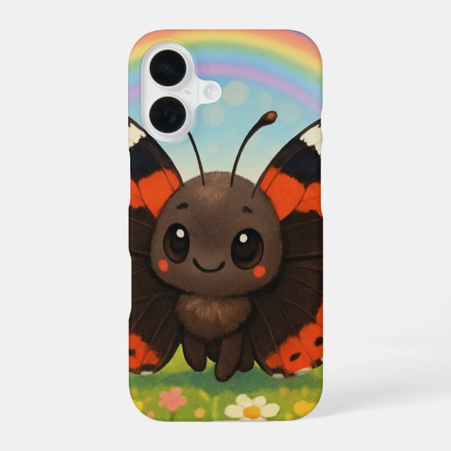 Cute Red Admiral Butterfly Slim iPhone 16 Case (Back)