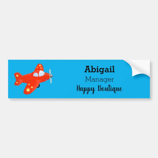 Cute red aeroplane flying cartoon illustration bumper sticker (Front)