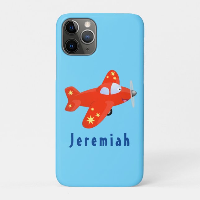 Cute red aeroplane flying cartoon illustration Case-Mate iPhone case (Back)
