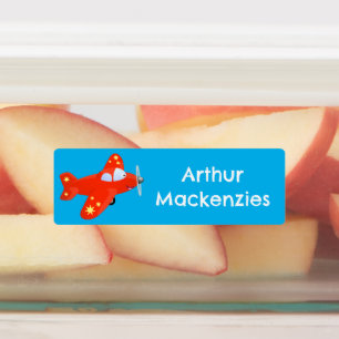 Cute red aeroplane flying cartoon personalised