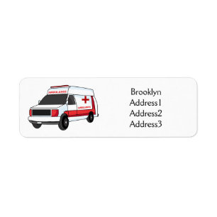 Cute red ambulance van cartoon