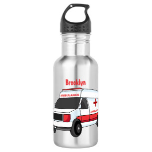 Cute red ambulance van cartoon 532 ml water bottle