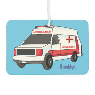 Cute red ambulance van cartoon car air freshener