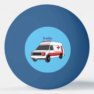 Cute red ambulance van cartoon ping pong ball