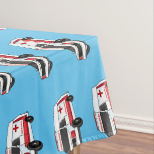 Cute red ambulance van cartoon tablecloth