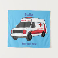 Cute red ambulance van cartoon