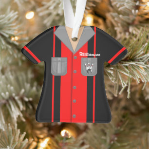 Cute Red and Black Bowling Shirt Ornament