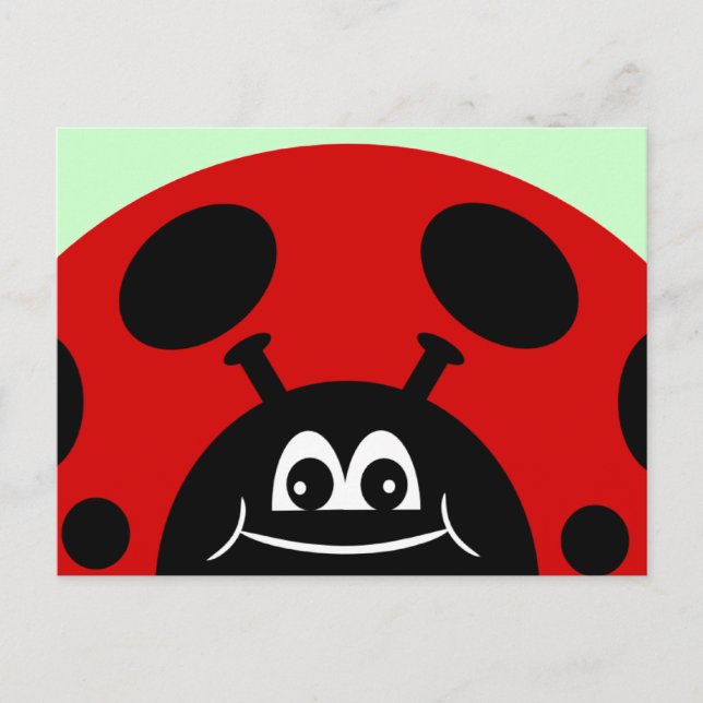 Cute Red and Black Ladybug Postcard (Front)