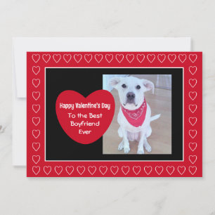 Cute Red and Black One Photo Heart Valentine's Day Holiday Card