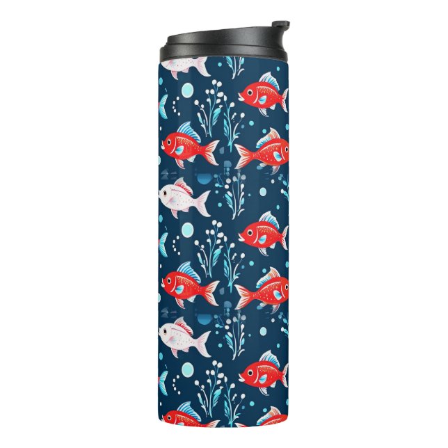 Cute Red and Blue Fish Thermal Tumbler (Rotated Left)