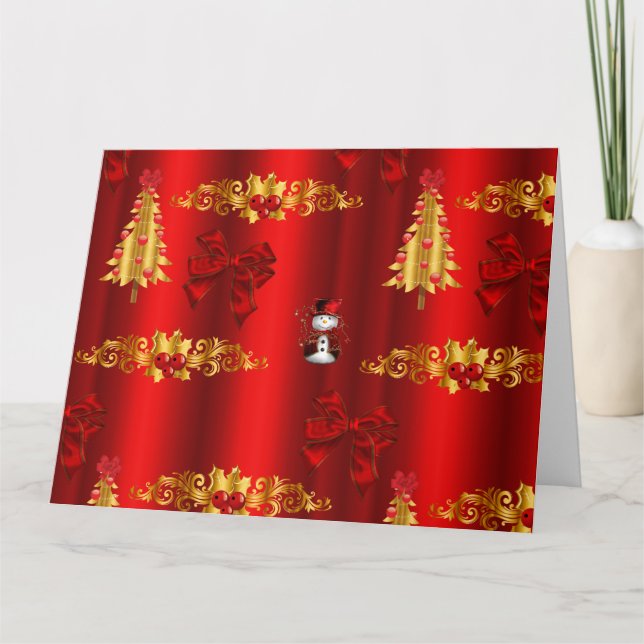 Cute Red and Gold Christmas Card (Front)