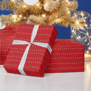 Cute red and gold glitter confetti dots festive wrapping paper