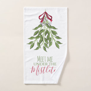 Cute Red and Green Botanical Christmas Bath Towel Set