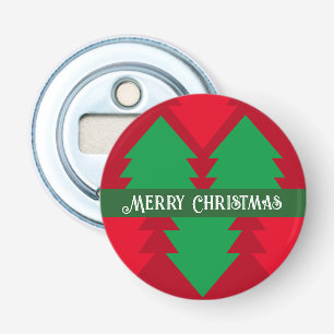 Cute Red and Green Christmas Tree Holiday Party Bottle Opener