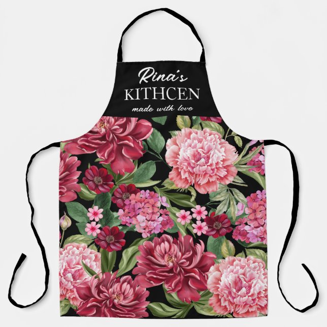Cute red and green flowers winter gift apron (Front)