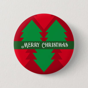 Cute Red and Green Merry Christmas Tree Holiday 6 Cm Round Badge