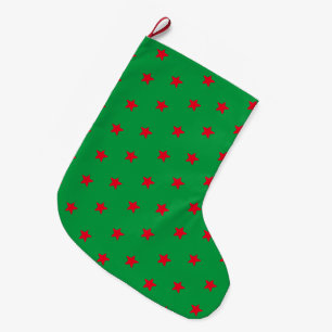 Cute red and green stars pattern large christmas stocking